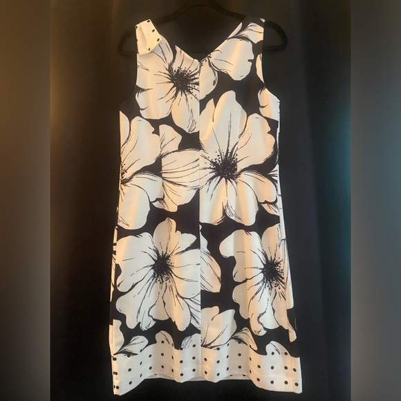 NWT | Talbots Black and White Floral Mini Dress - Picture 3 of 6